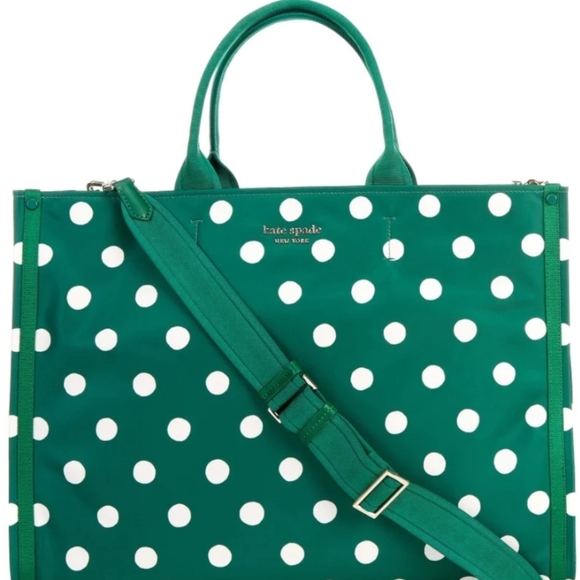 kate spade Handbags - kate spade Green and White Polka Dot Tote